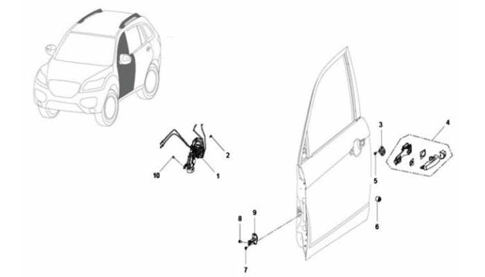 Замок и ручка передней двери Lifan X60